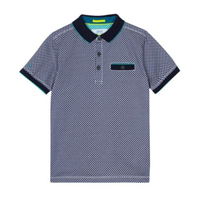 Boys' navy geometric print polo shirt